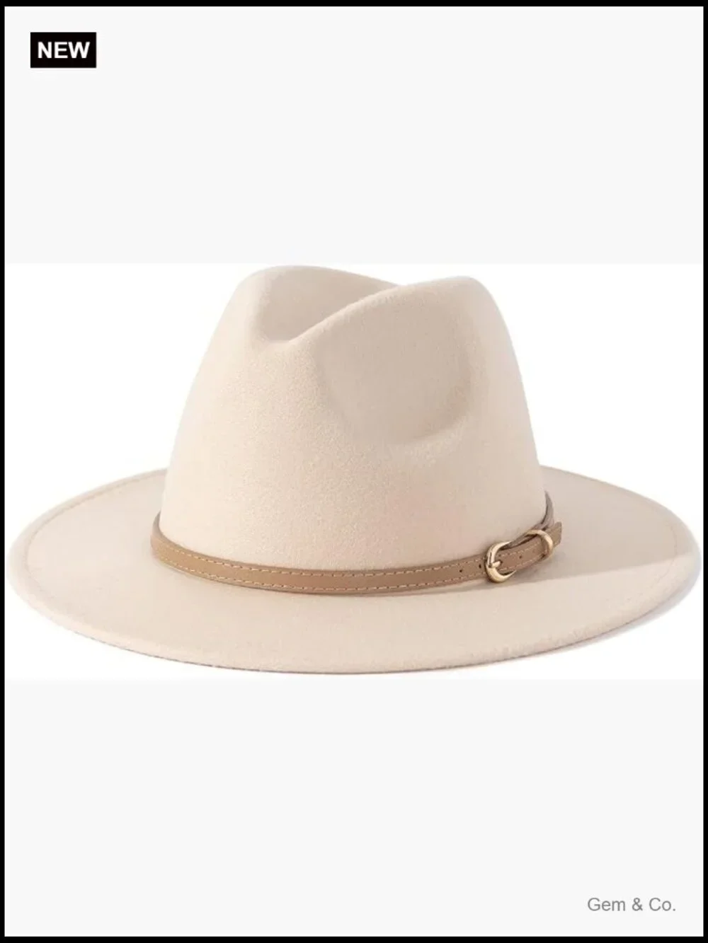 Classic Felt Fedora Wide Brim Hat with Belt Buckle